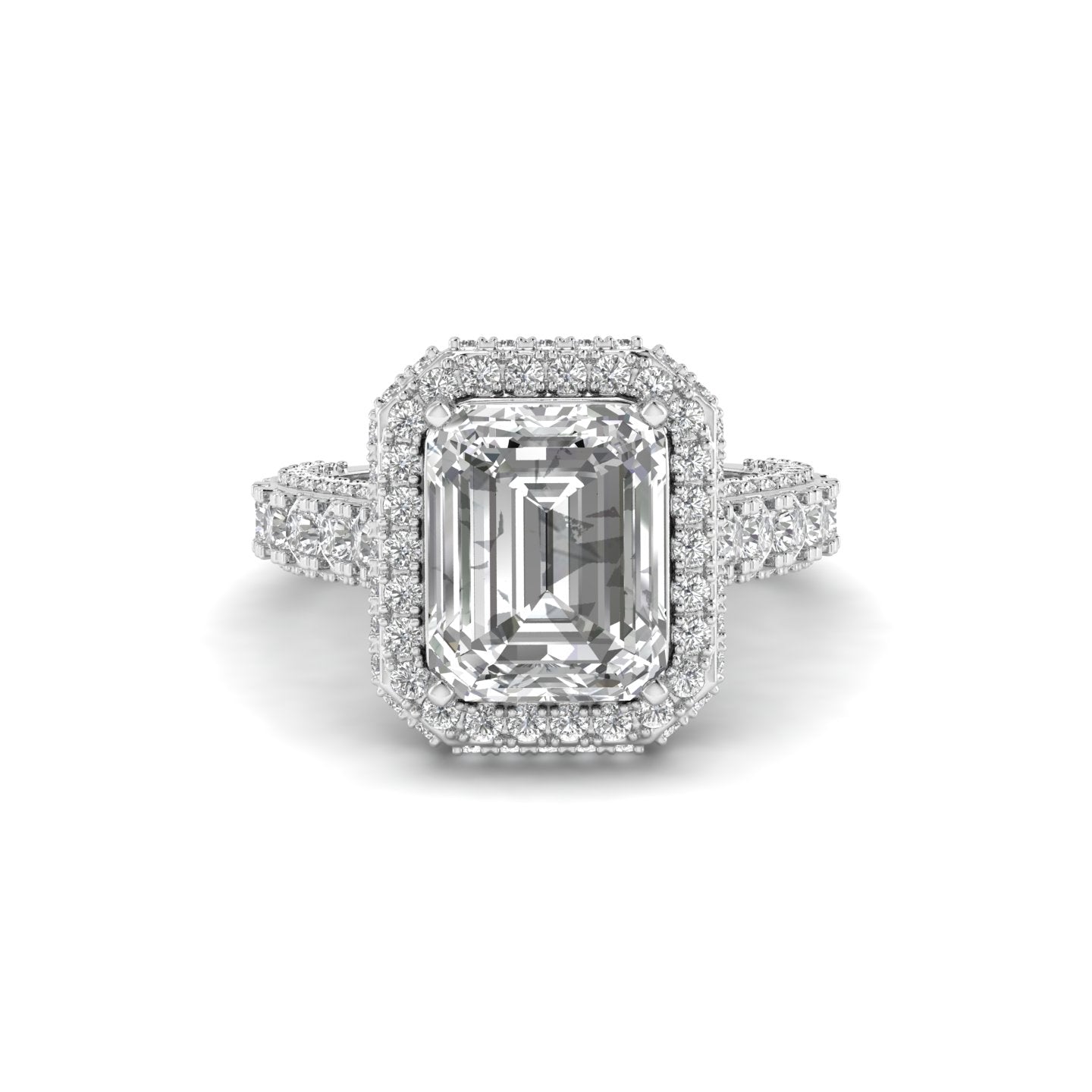 White Gold Studded 5.807 Carat Lab Grown Diamond Ring-F Color VS2 Clarity.